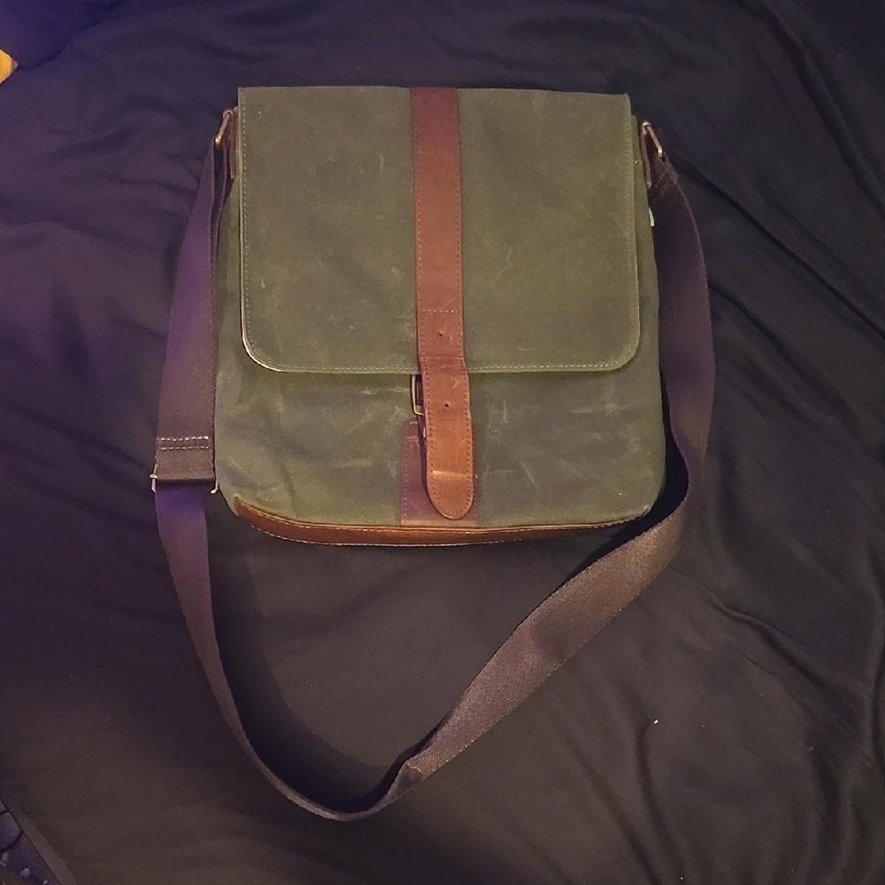 Green and Brown Men's Messenger Bag